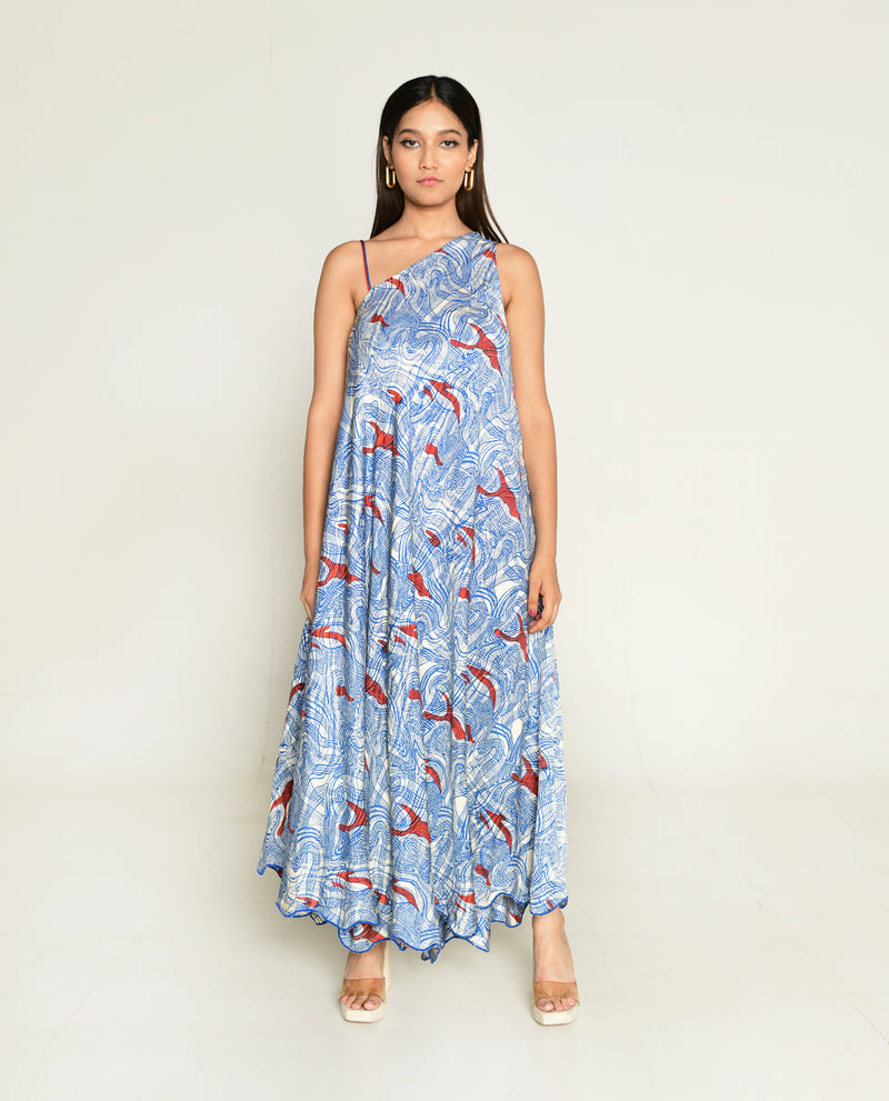 Rias Jaipur Ponzo One Shoulder Maxi