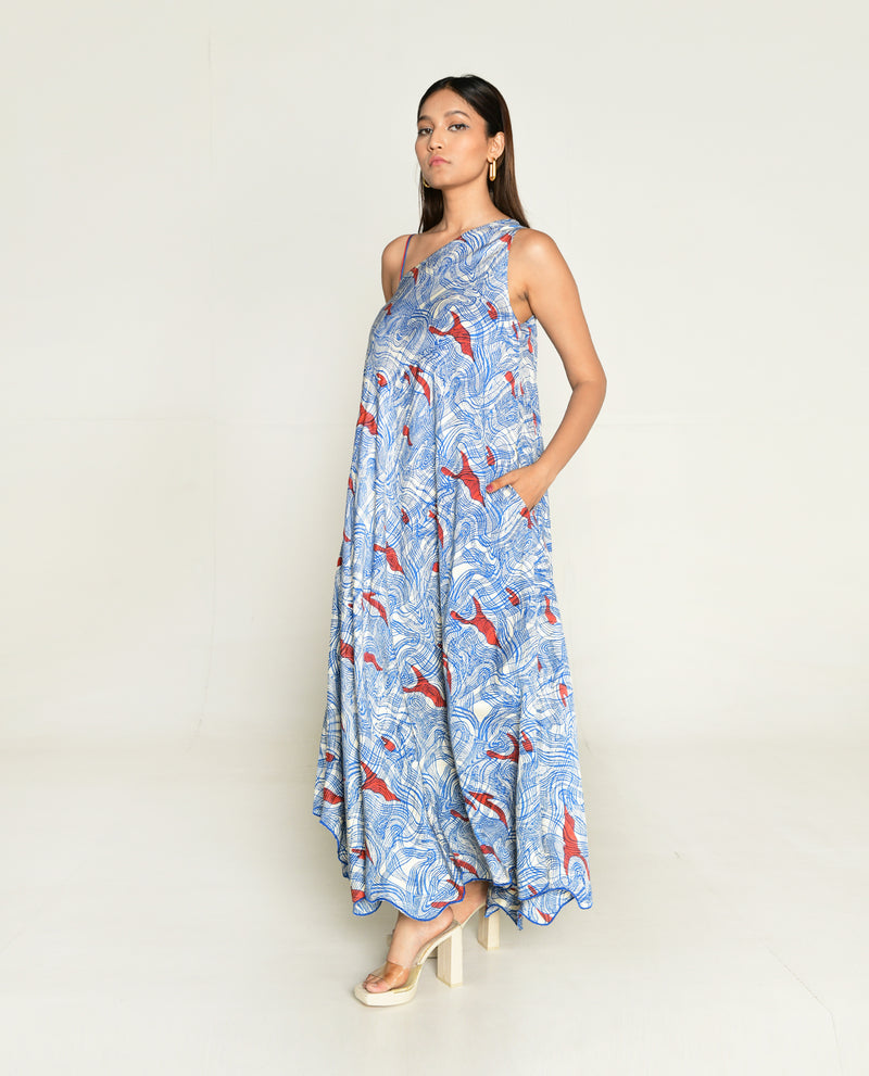 Rias Jaipur Ponzo One Shoulder Maxi