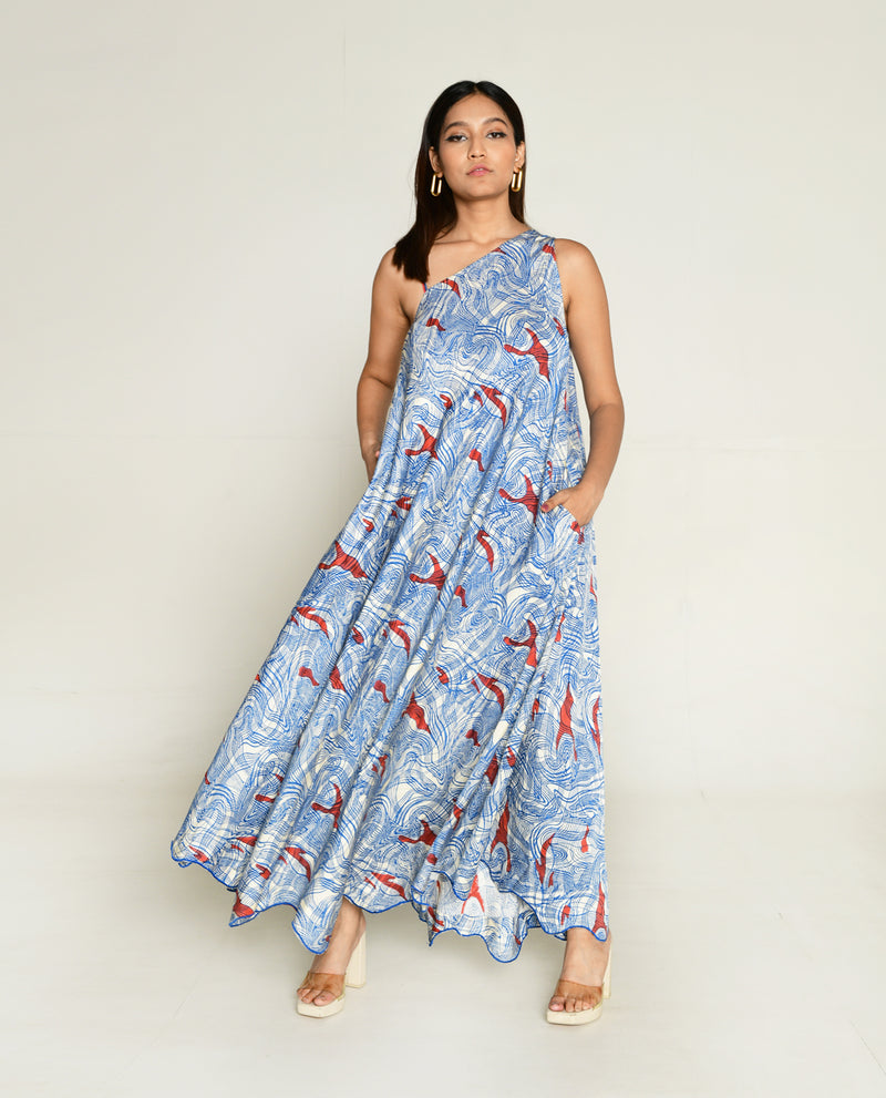 Rias Jaipur Ponzo One Shoulder Maxi