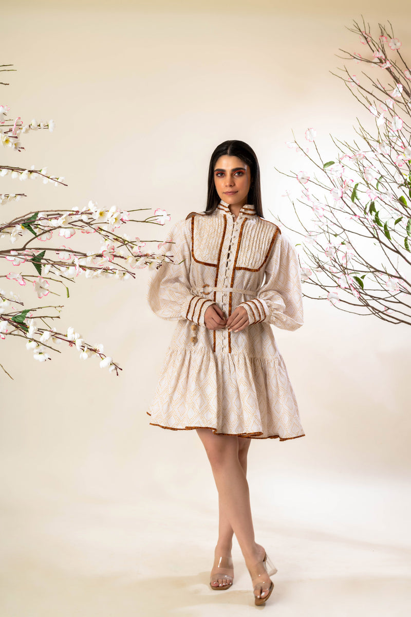 Ora Organics Dotted Print on White Haven Dress