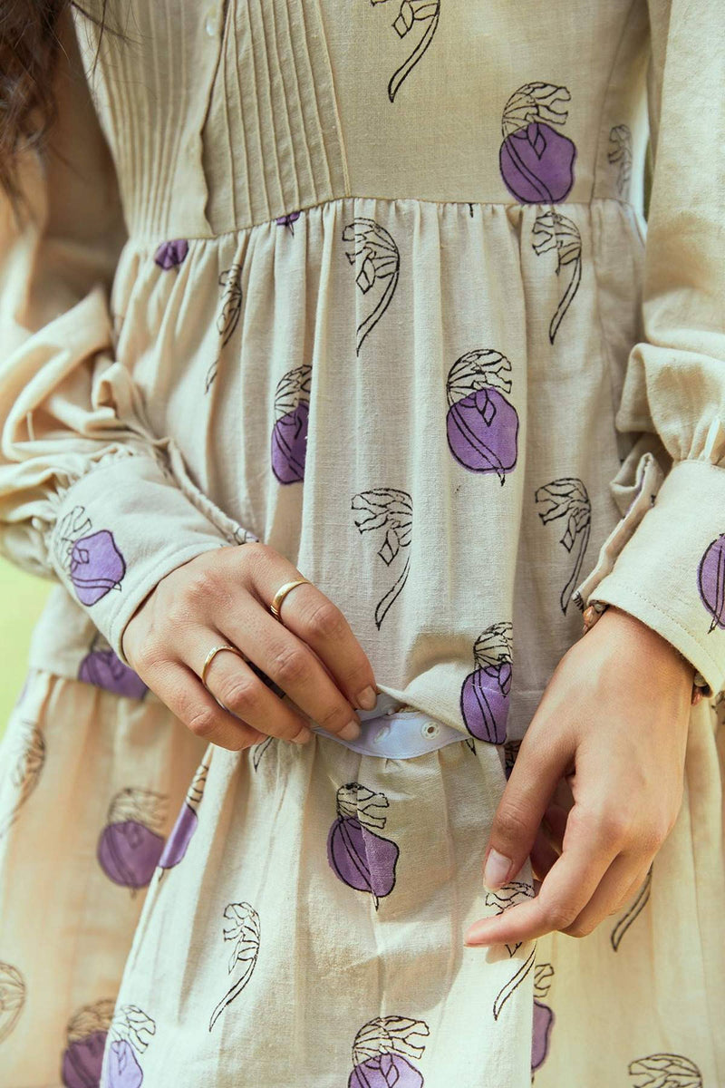 The Conscious Closet  Lavender Leaflet Detachable Dress in Handloom Cotton