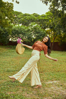 The Conscious Closet Otter Brown and Pavlova Nutmeg Breezy Jumpsuit