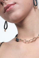 Foret Arizona Bold Gold Earrings In Navy Blue