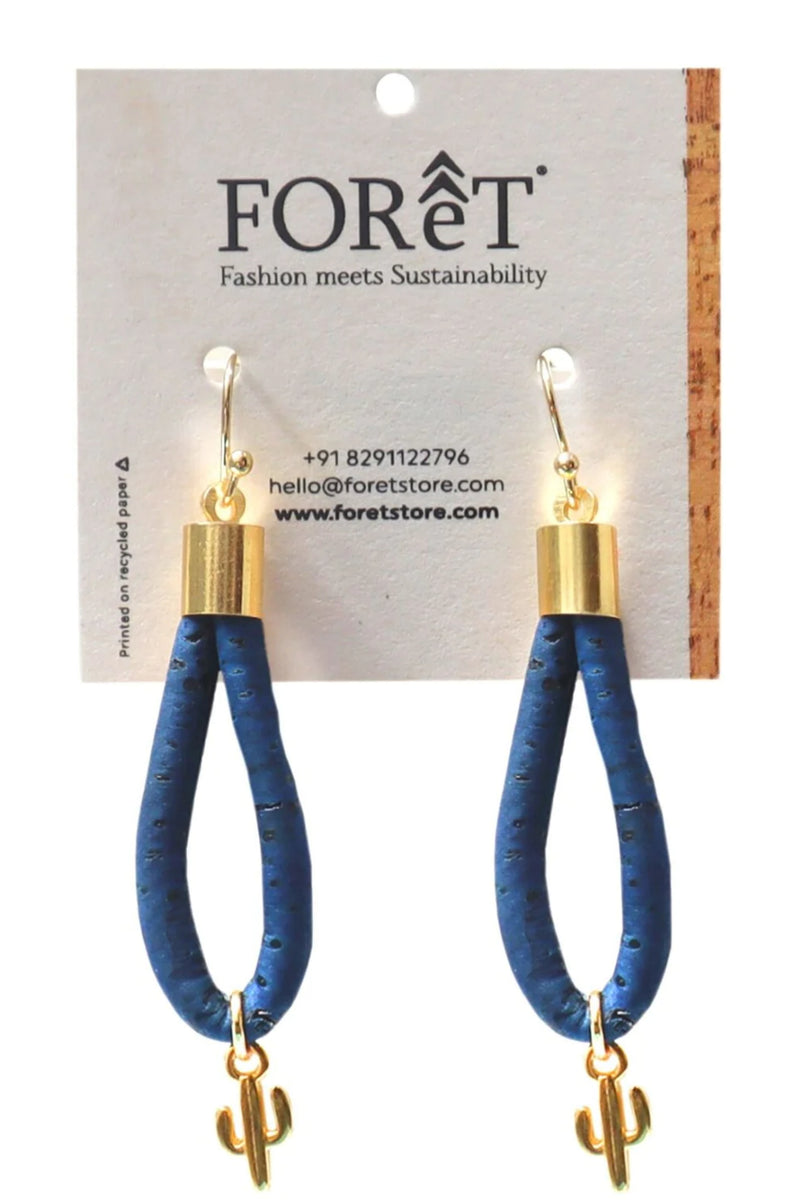 Foret Arizona Bold Gold Earrings In Navy Blue