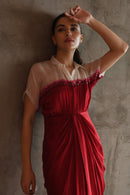 East 14  Cupro Crepe Women Red Val Dress