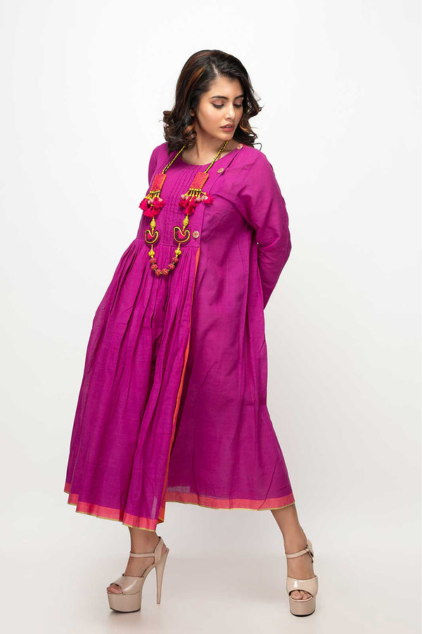 Sepia Stories Enid Cotton Dress in Fuschia