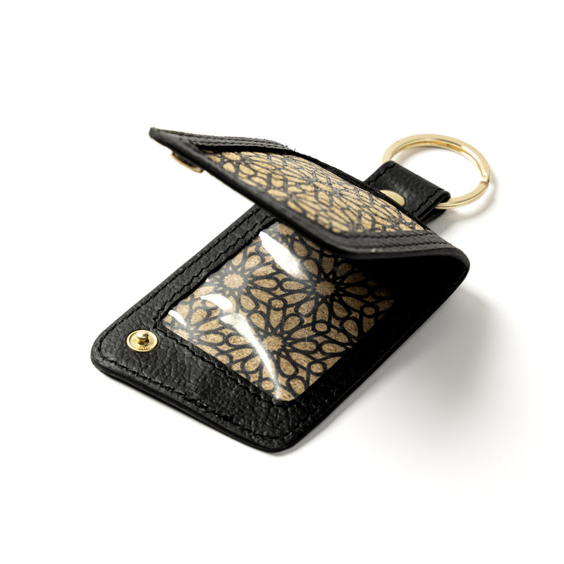 Green Hermitage Key Chain Corporate Gift Plant Leather & Printed Cork| Name Tag Pocket Inside (Black)
