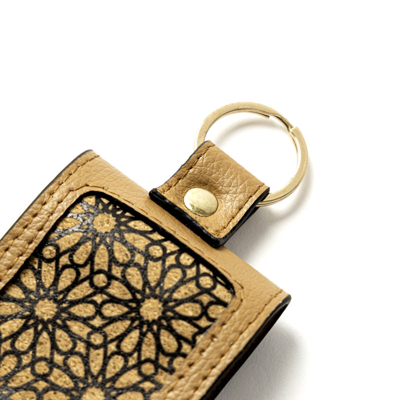 Green Hermitage Key Chain Corporate Gift Plant Leather & Printed Cork| Name Tag Pocket Inside (Caramel)