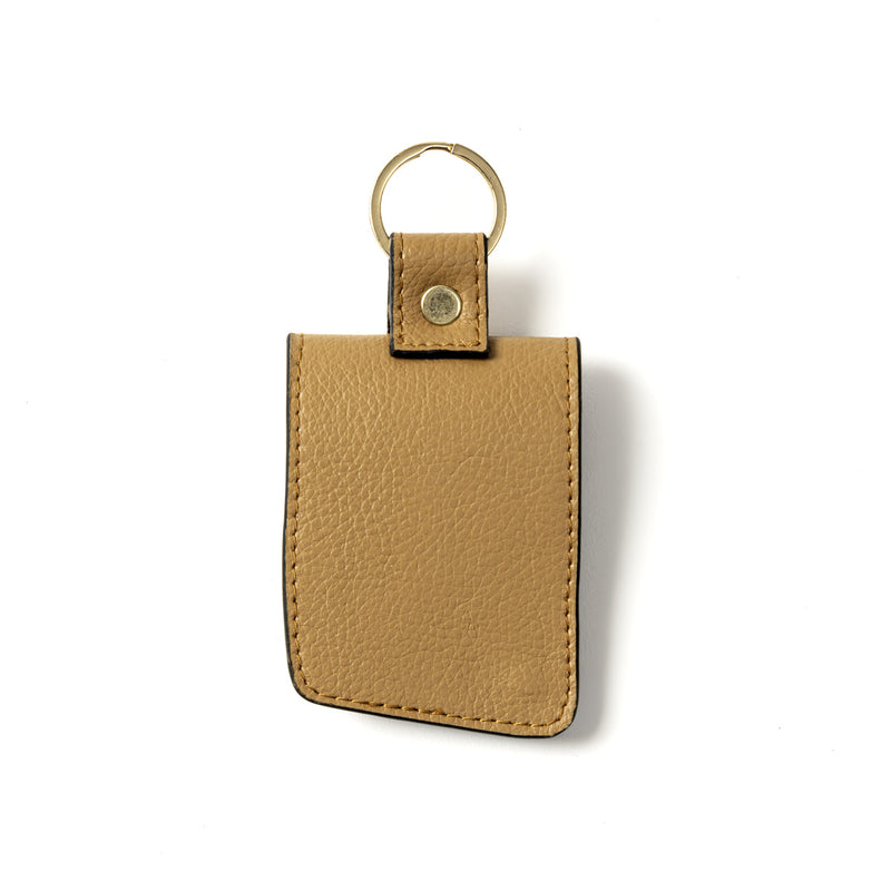 Green Hermitage Key Chain Corporate Gift Plant Leather & Printed Cork| Name Tag Pocket Inside (Caramel)