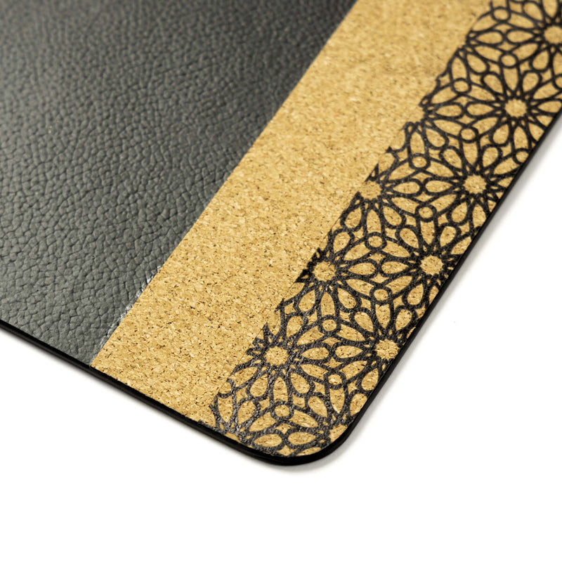 Green Hermitage Mouse Pad Plant Leather & Cork | Rectangular (Neutral colours)