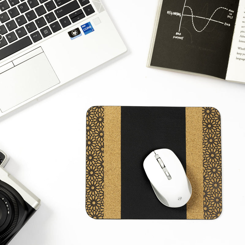 Green Hermitage Mouse Pad Plant Leather & Cork | Rectangular (Neutral colours)