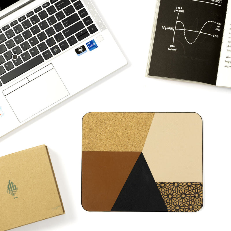 Green Hermitage Mouse Pad Plant Leather & Cork | Rectangular (Neutral colours)