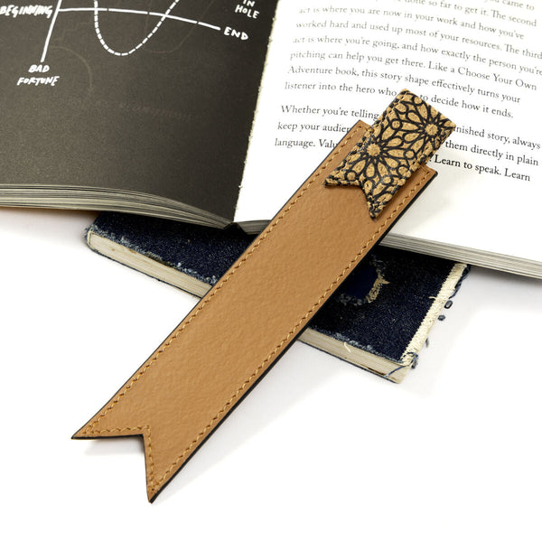 Green Hermitage Book Mark Corporate Gift Plant Leather & Printed Cork (Caramel)
