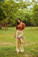 The Conscious Closet Otter Brown and Pavlova Nutmeg Breezy Jumpsuit