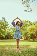 The Conscious Closet Blueberry Haze Cold Leafy Detachable Dress in Kala Cotton