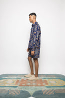 Anushé Pirani Handwoven Cotton Ikat Men's Royal Blue Shorts