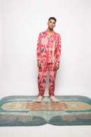 Anushé Pirani Handwoven Cotton Ikat Men's Pink Shirt