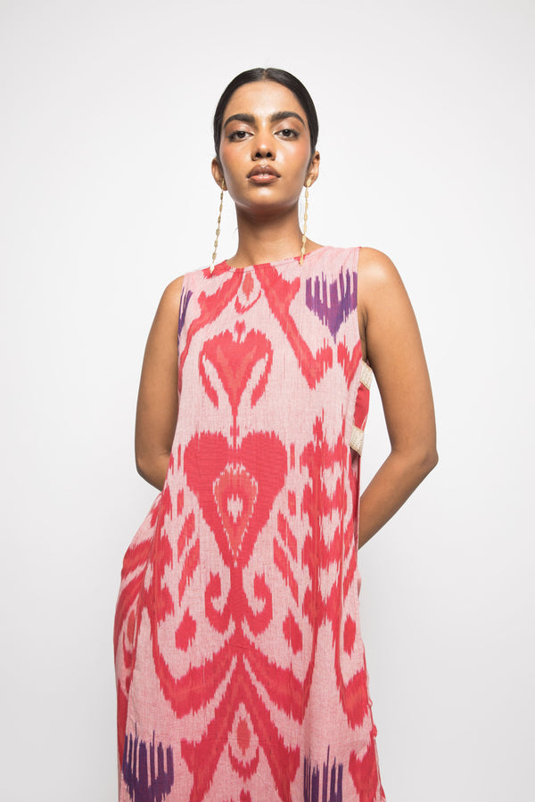 Anushé Pirani Handwoven Cotton Ikat Women's Pink Tunic