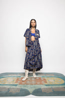 Anushé Pirani Handwoven Cotton Ikat Women's Royal Blue Shirt