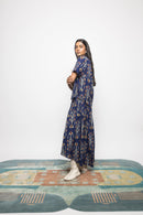 Anushé Pirani Handwoven Cotton Ikat Women's Royal Blue Shirt