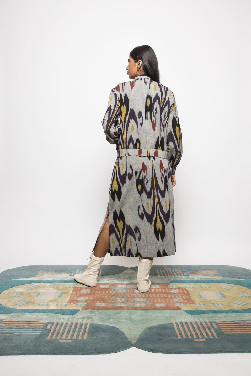 Anushé Pirani Handwoven Cotton Ikat Women's Grey Jacket