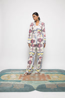 Anushé Pirani Handwoven Cotton Ikat Women's White/Blue/Yellow Blazer