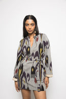 Anushé Pirani Handwoven Cotton Ikat Women's Grey Dress