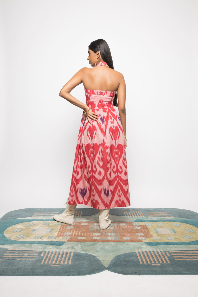 Anushé Pirani Handwoven Cotton Ikat Women's Pink Dress