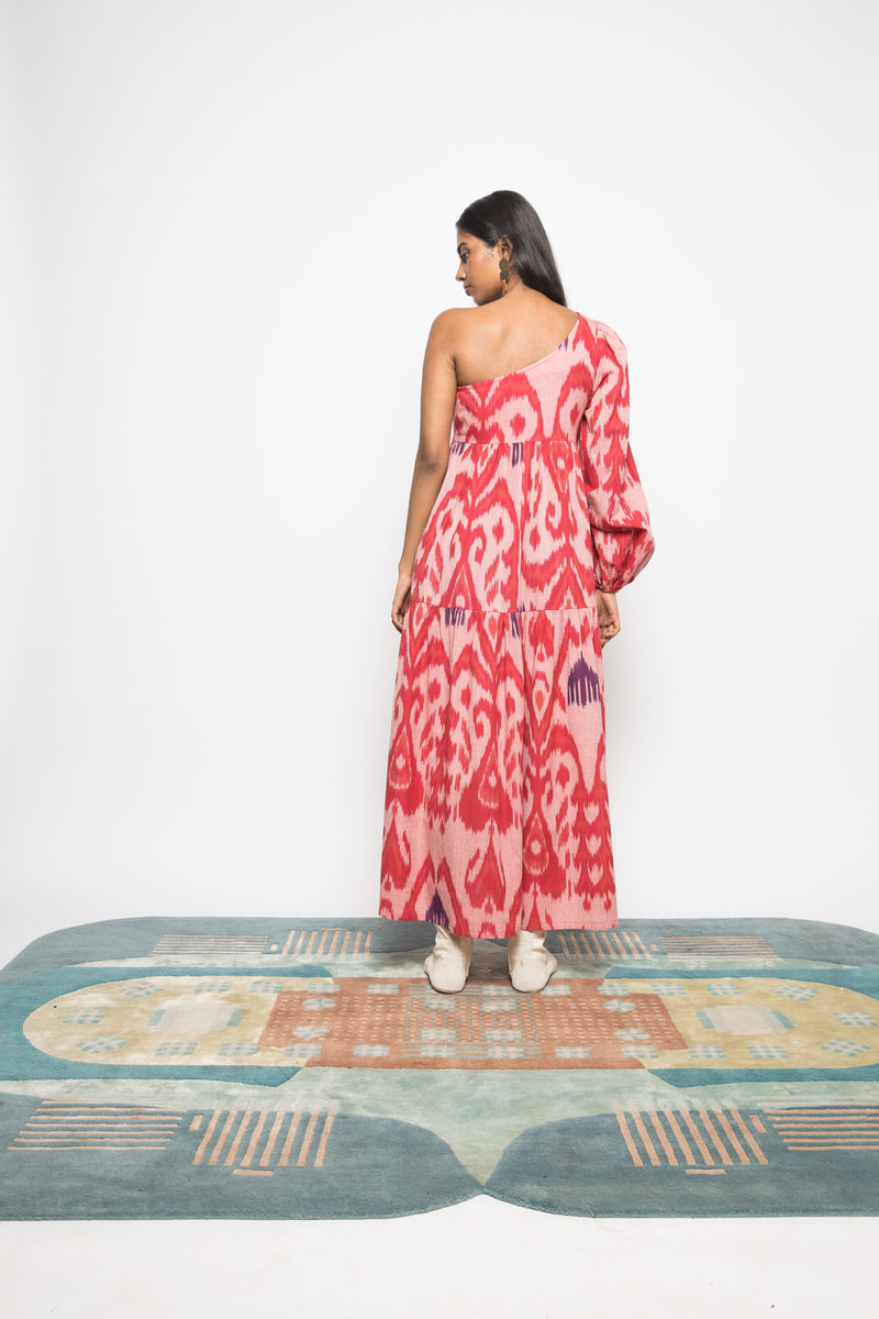 Anushé Pirani Handwoven Cotton Ikat Women's Pink Dress