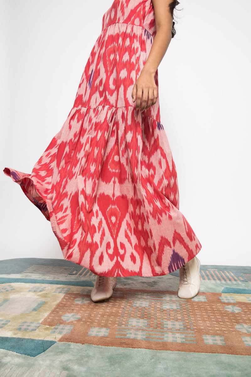 Anushé Pirani Handwoven Cotton Ikat Women's Pink Dress