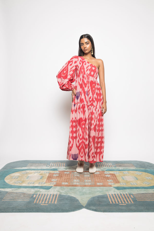 Anushé Pirani Handwoven Cotton Ikat Women's Pink Dress