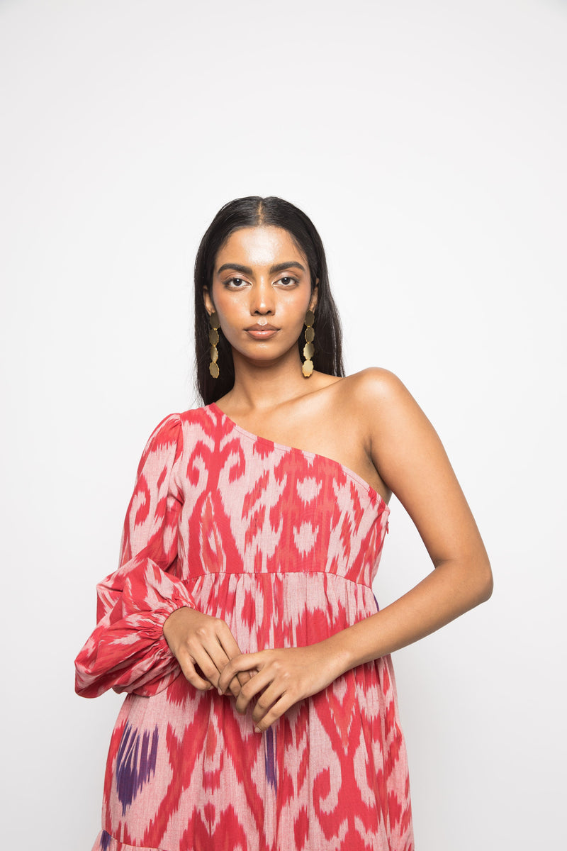 Anushé Pirani Handwoven Cotton Ikat Women's Pink Dress