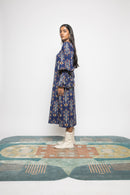 Anushé Pirani Handwoven Cotton Ikat Women's Royal Blue Dress