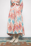 Anushé Pirani Handwoven Cotton Ikat Women's White/Blue/Pink Skirt