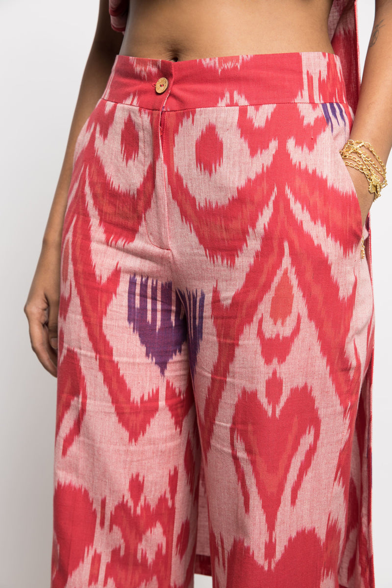 Anushé Pirani Handwoven Cotton Ikat Women's Pink Pants