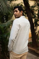 Earthy Route Green and Mustard Stripes · Mandarin Collar · Full Sleeve Shirt