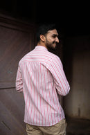 Earthy Route Pink Stripes · Mandarin Collar · Full Sleeve Shirt