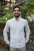 Earthy Route Off White Stripes · Button Down Collar · Full Sleeve Shirt