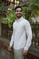 Earthy Route Off White Stripes · Button Down Collar · Full Sleeve Shirt