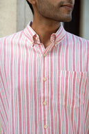 Earthy Route Pink Stripes · Button Down Collar · Full Sleeve Shirt