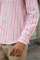 Earthy Route Pink Stripes · Button Down Collar · Full Sleeve Shirt
