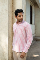 Earthy Route Pink Stripes · Button Down Collar · Full Sleeve Shirt