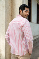 Earthy Route Pink Stripes · Button Down Collar · Full Sleeve Shirt