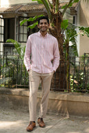 Earthy Route Pink Stripes · Button Down Collar · Full Sleeve Shirt