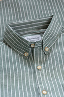 Earthy Route Greyish Green Stripes · Button Down Collar · Full Sleeve Shirt