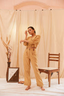 The Conscious Closet Pale khaki Pale Abstract Cropped Women Shirt