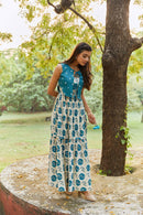 The Conscious Closet Blue Slate Sweet Chill Wave Long Dress Set
