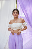 The Conscious Closet White and Cold Purple Lavender Ash Co-ords