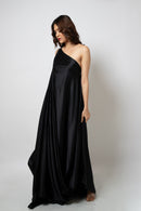 Emotive Fashion Women's Black One Shoulder Zero Waste Dress