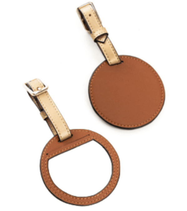 Green Heritage Travel Tag Corporate Gift Plant Leather & Printed Cork | Circular Cutout (Gingerbread and Gold)